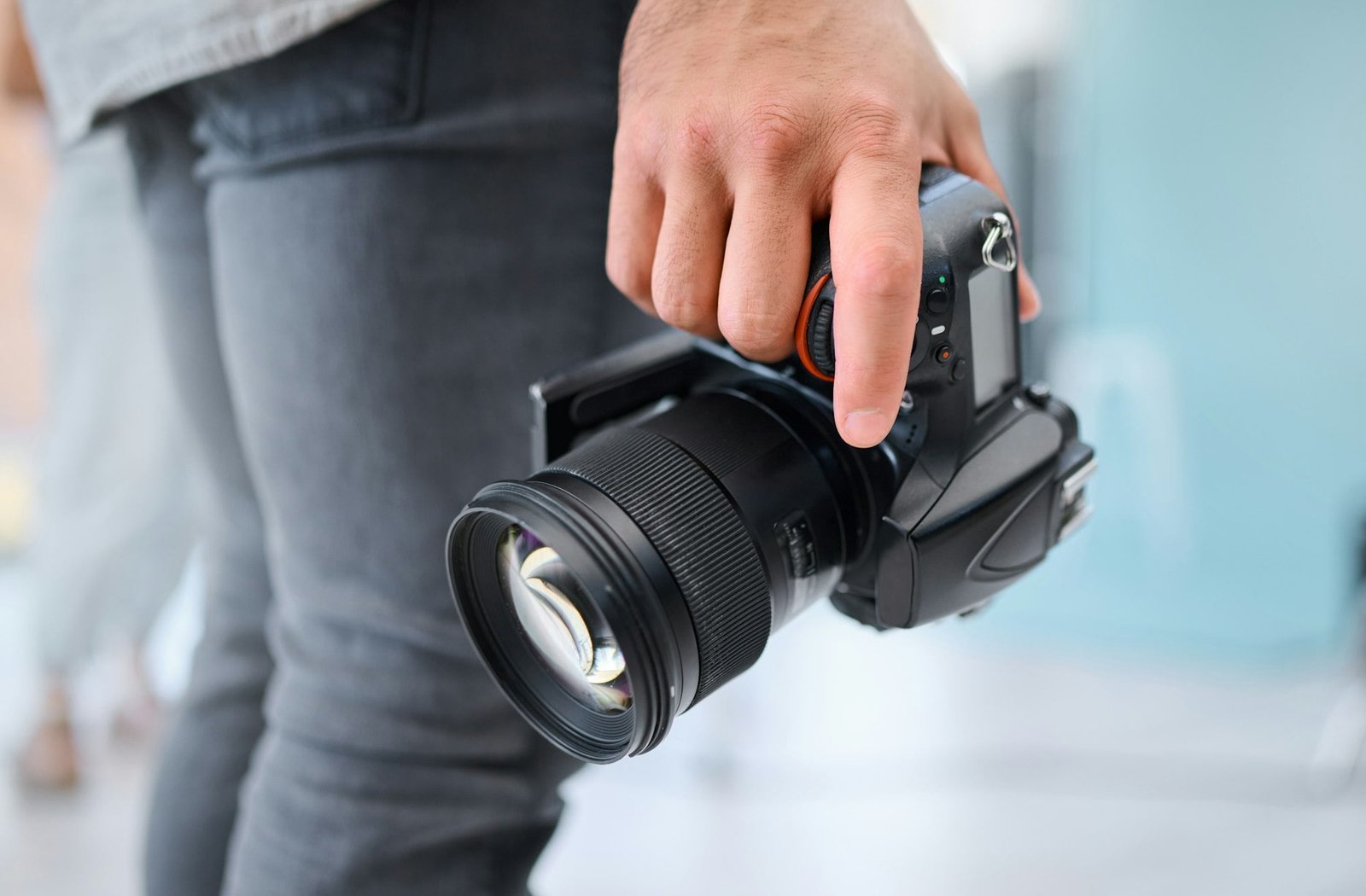 Digital photography, camera and hands of photographer in studio shooting creative memory picture, p